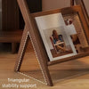 Accenttafel met Houten Frame en Glazen Bovenkant, Met Nep Riet Plank