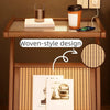Accenttafel met Houten Frame en Glazen Bovenkant, Met Nep Riet Plank
