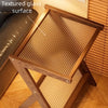 Accenttafel met Houten Frame en Glazen Bovenkant, Met Nep Riet Plank