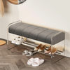 Hedendaagse Beklede Schoenenbank met Acrylaatrek en Metalen Basis