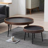 Hedendaagse Ronde Houten Koffietafel Set met Metalen Frame