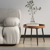 Hedendaagse Ronde Houten Koffietafel Set met Metalen Frame