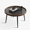 Hedendaagse Ronde Houten Koffietafel Set met Metalen Frame